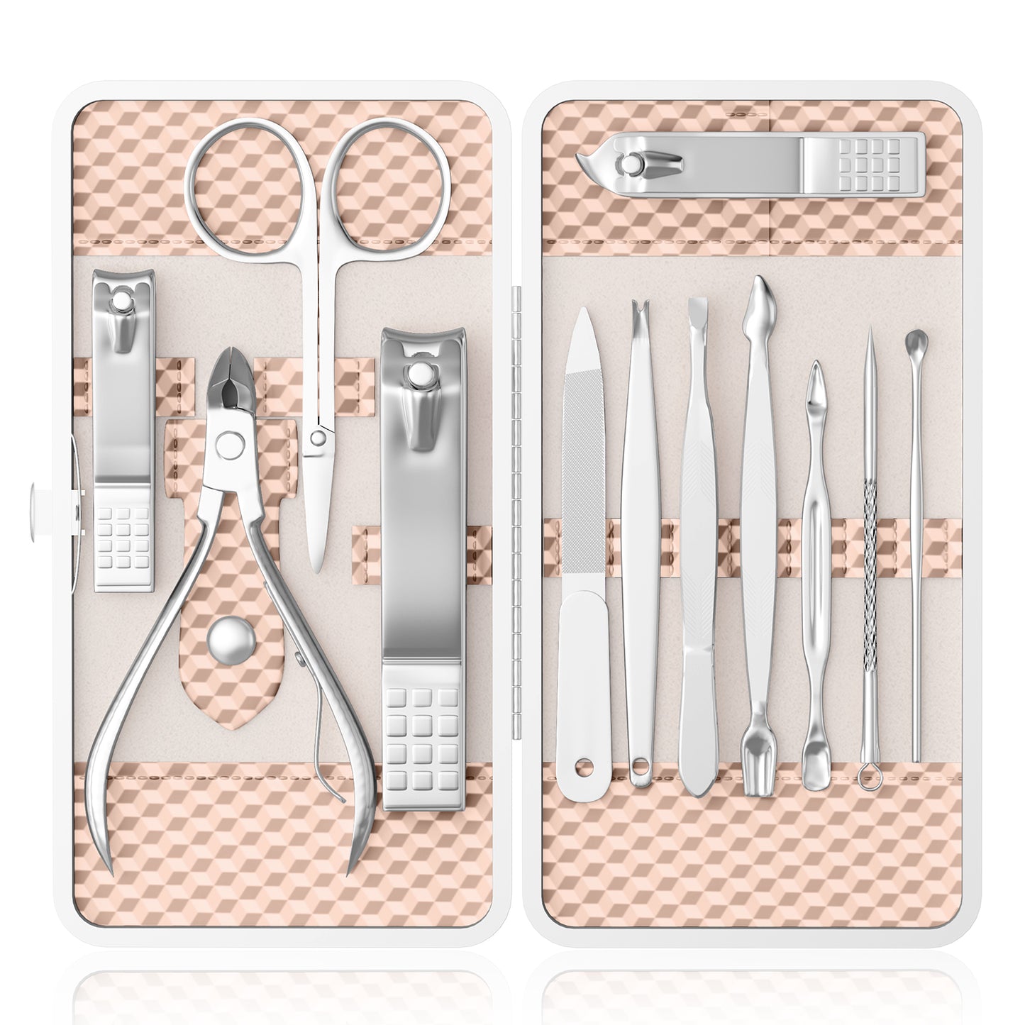 Manicure, Pedicure Kit, Nail Clippers Set of 12Pcs, Professional Grooming Kit, Nail Tools with Luxurious Travel Case Black