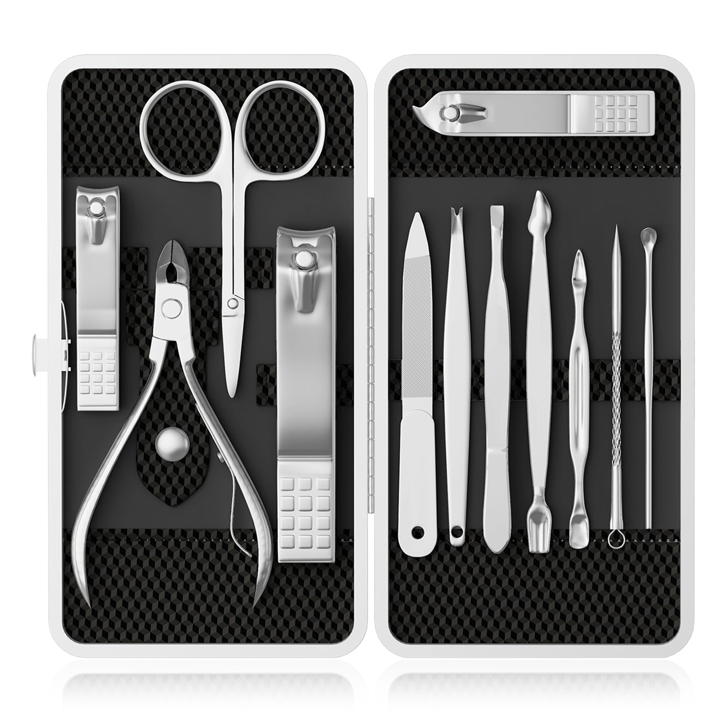 Manicure, Pedicure Kit, Nail Clippers Set of 12Pcs, Professional Grooming Kit, Nail Tools with Luxurious Travel Case Black