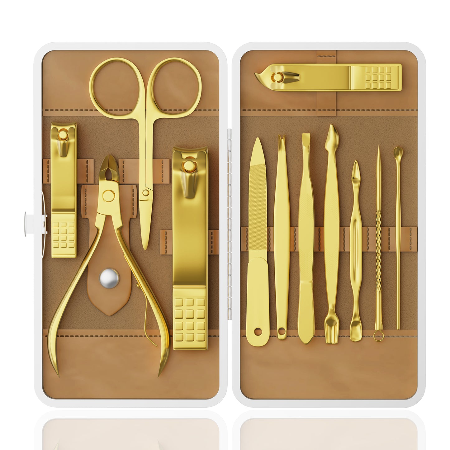 Professional Nail Care Kit, 12-Piece Manicure & Pedicure Grooming Set with Travel Case, Stainless Steel Nail Clippers, Cuticle Trimmer & Beauty Tools, Portable Gift Set(Gold)