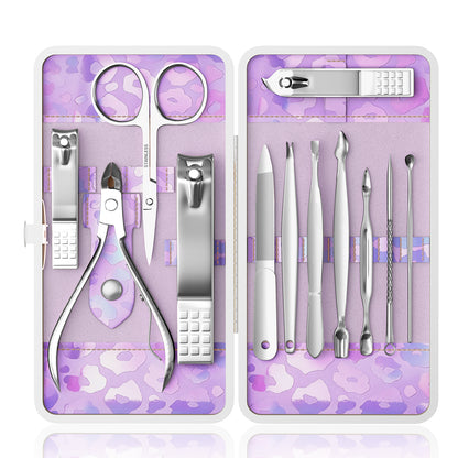 Nail Clippers Kit Manicure Pedicure Set with Holographic Case(Purple)