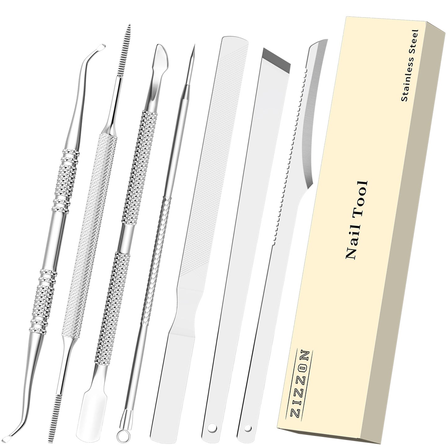 7 Pcs Ingrown Toenail File and Lifters Set, Stainless Steel Ingrown Toenail Removal Kit, Under Nail Cleaner Pedicure Tools