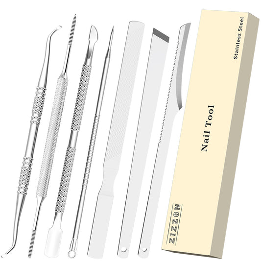 7 Pcs Ingrown Toenail File and Lifters Set, Stainless Steel Ingrown Toenail Removal Kit, Under Nail Cleaner Pedicure Tools