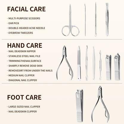 Professional Nail Care kit Manicure Grooming Set with Travel Case(Rose Gold)