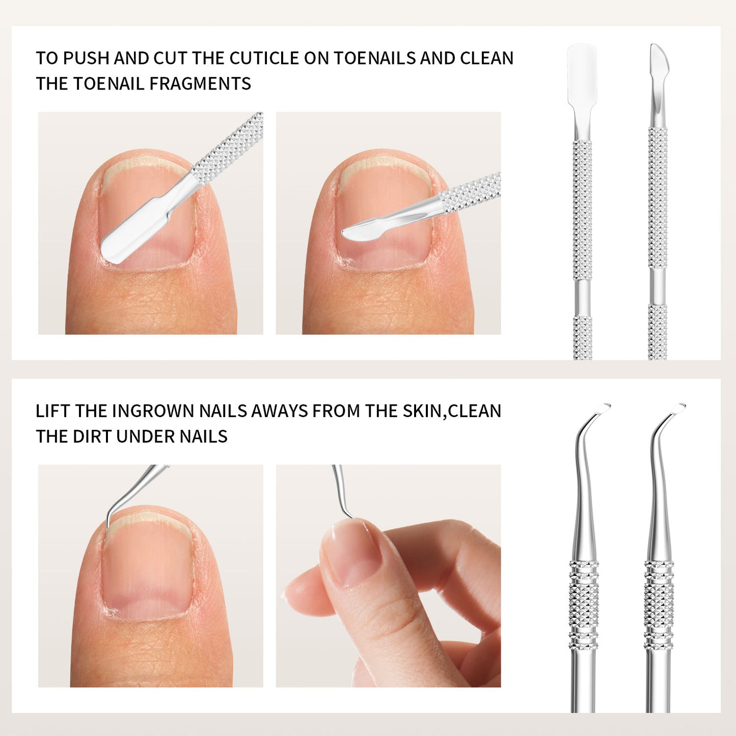 7 Pcs Ingrown Toenail File and Lifters Set, Stainless Steel Ingrown Toenail Removal Kit, Under Nail Cleaner Pedicure Tools