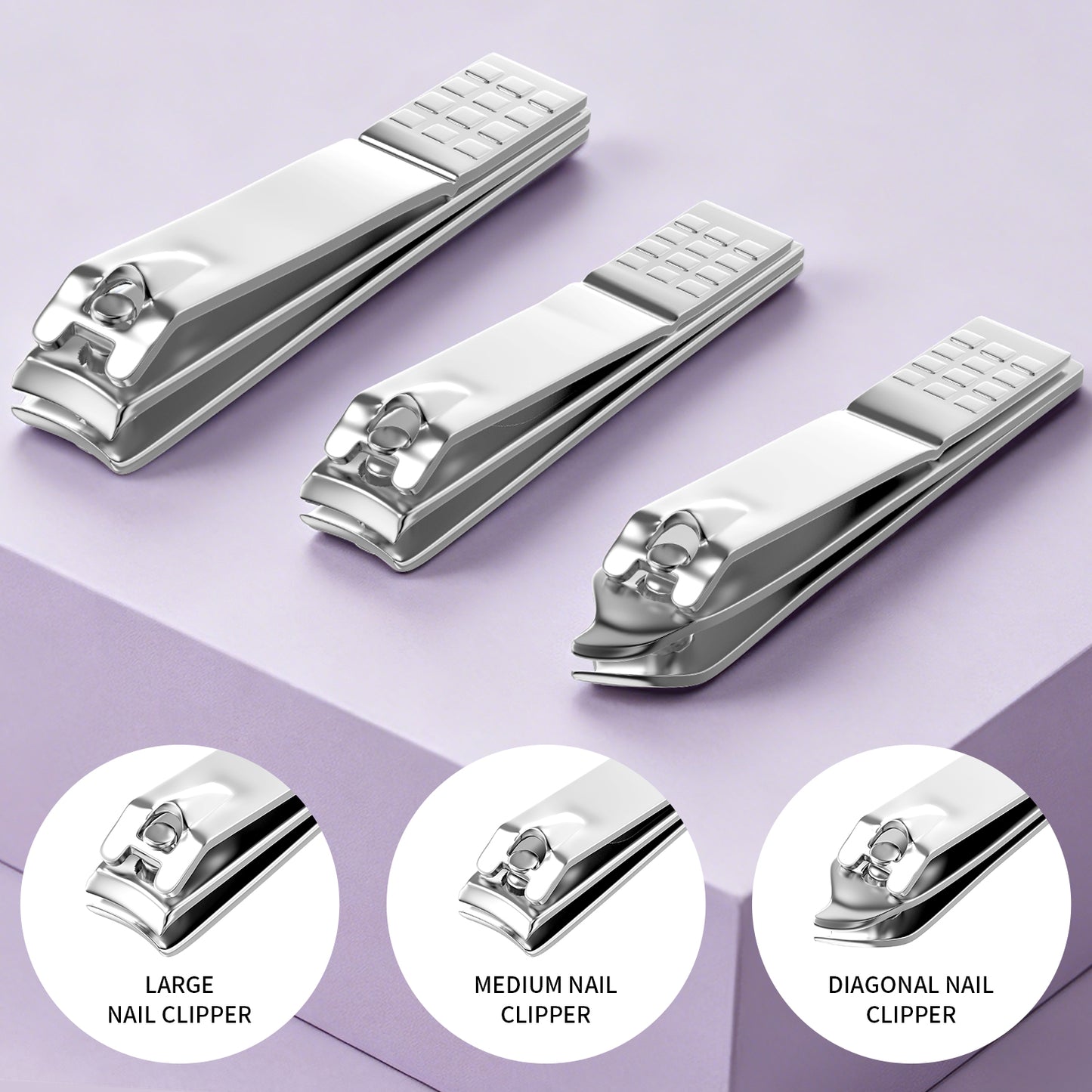 Nail Clippers Kit Manicure Pedicure Set with Holographic Case(Purple)