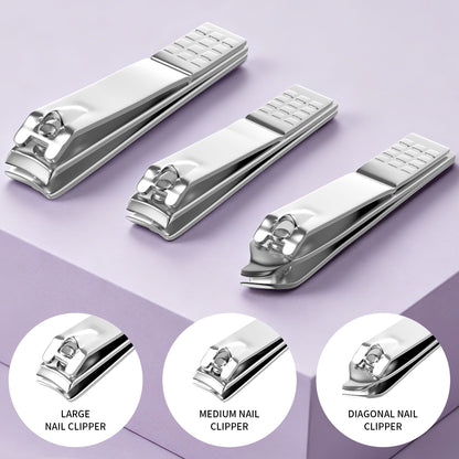 Nail Clippers Kit Manicure Pedicure Set with Holographic Case(Purple)