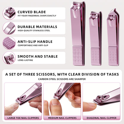 Professional Nail Care Kit, 12-Piece Manicure & Pedicure Grooming Set with Travel Case, Stainless Steel Nail Clippers, Cuticle Trimmer & Beauty Tools, Portable Gift Set(Pink)