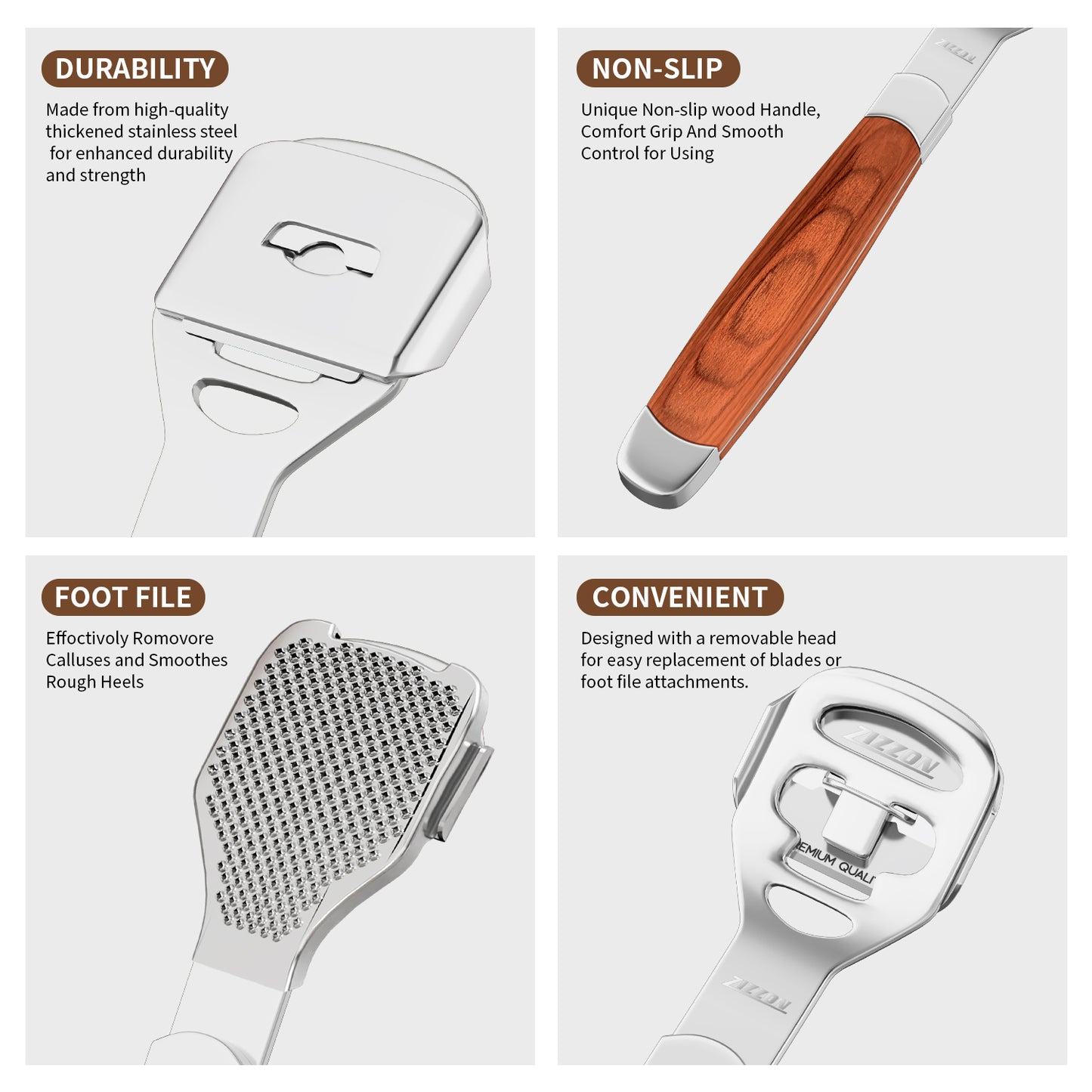 Foot Care Pedicure Callus Shaver Hard Skin Remover Wood Handle 10 Blades