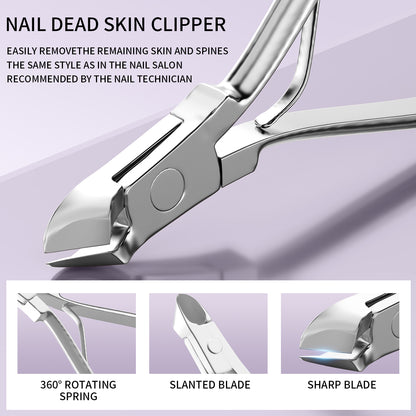 Nail Clippers Kit Manicure Pedicure Set with Holographic Case(Purple)