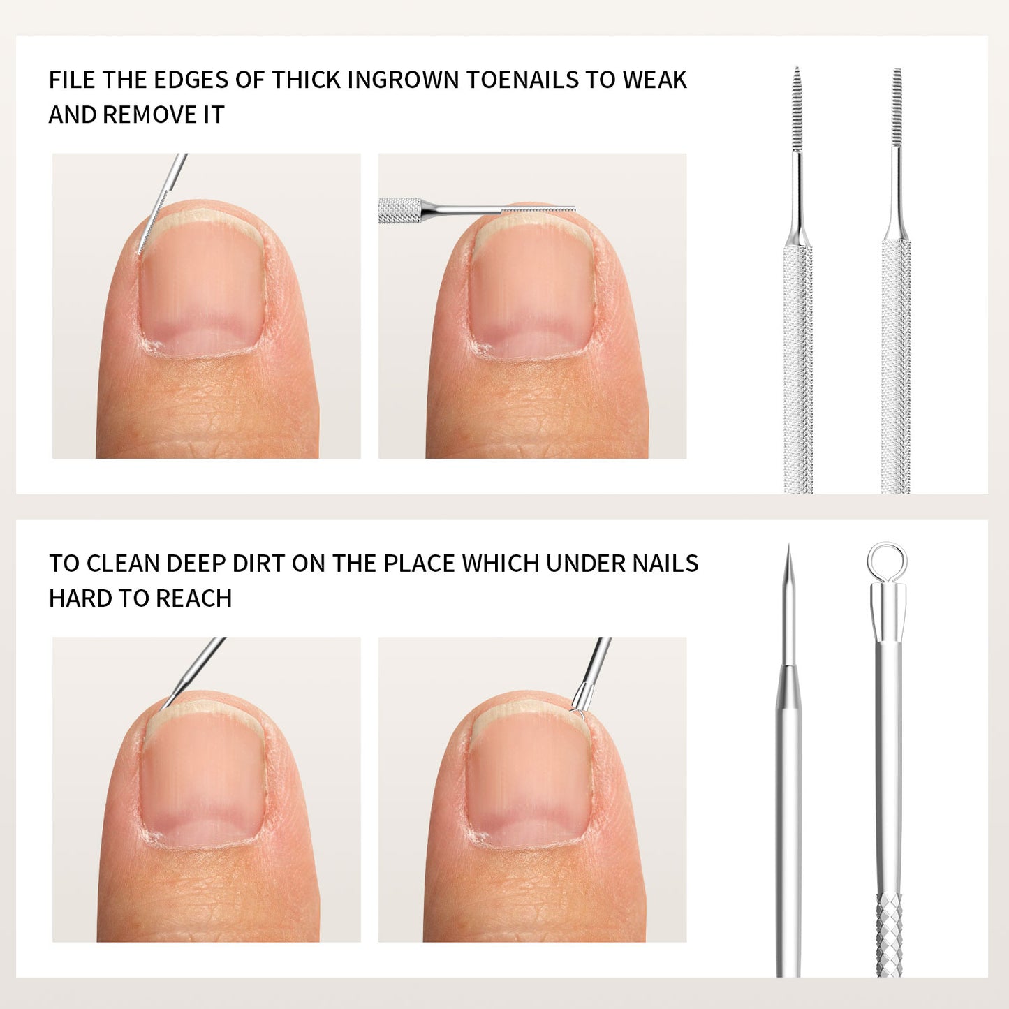 7 Pcs Ingrown Toenail File and Lifters Set, Stainless Steel Ingrown Toenail Removal Kit, Under Nail Cleaner Pedicure Tools