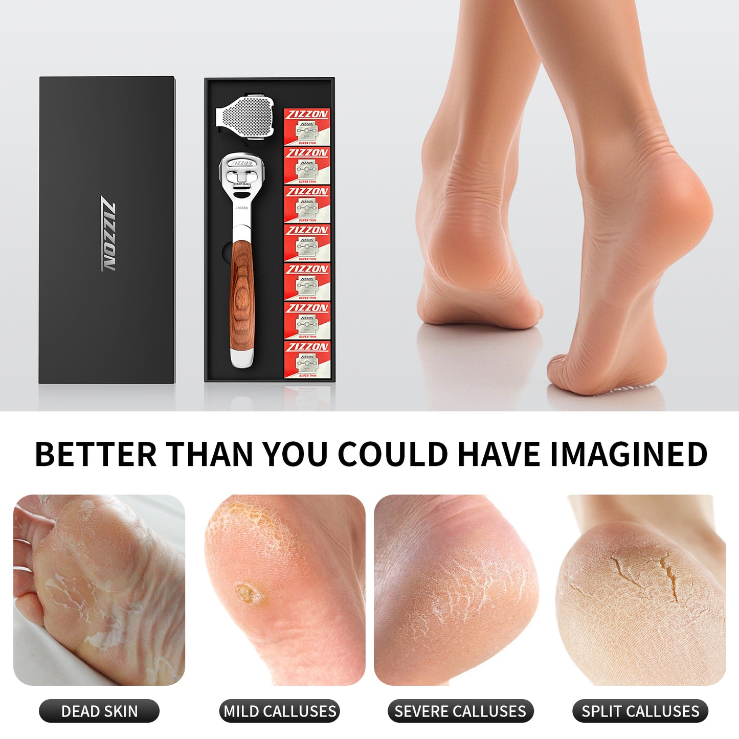 Foot Care Pedicure Callus Shaver Hard Skin Remover Wood Handle 70 Blades