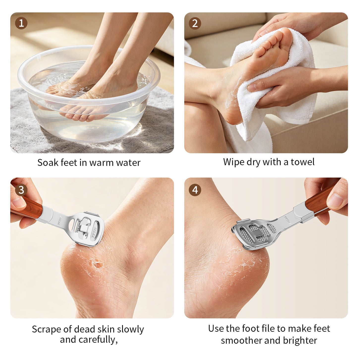 Foot Care Pedicure Callus Shaver Hard Skin Remover Wood Handle 10 Blades