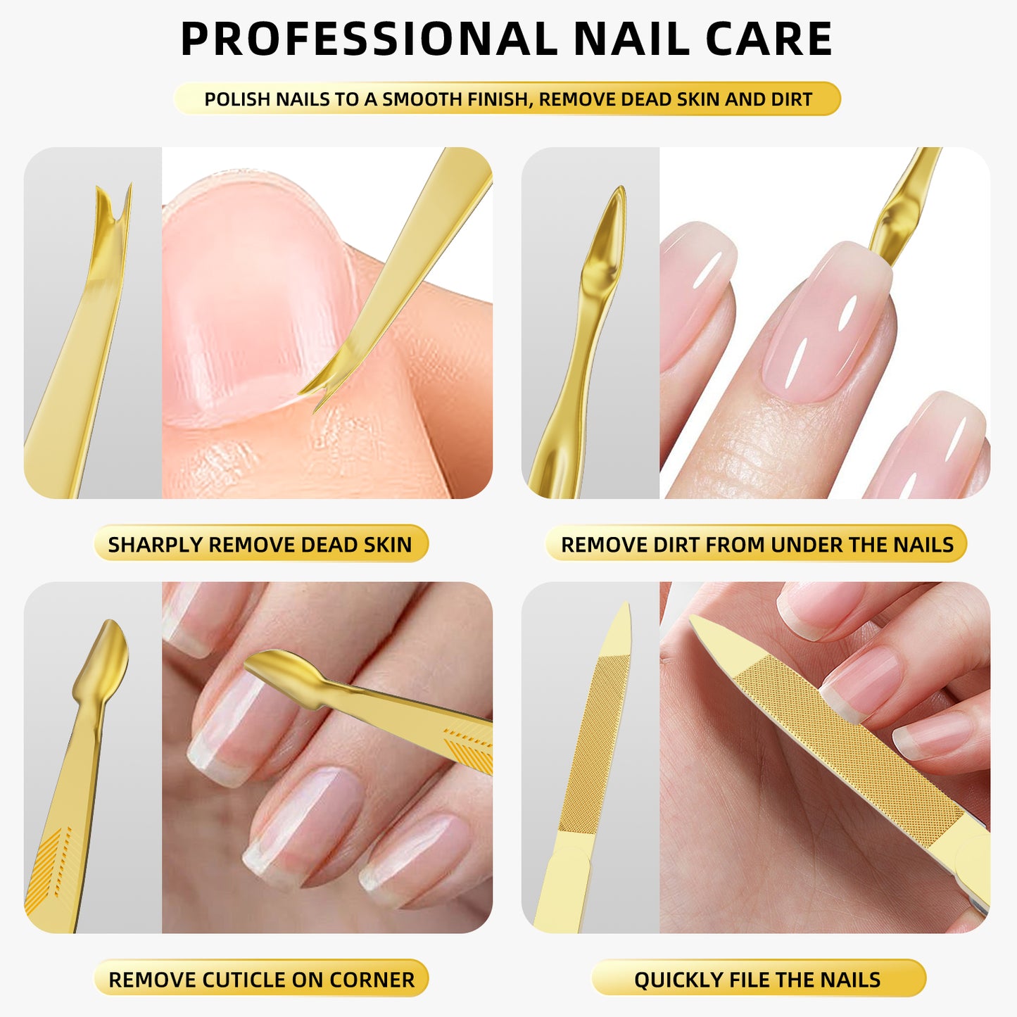 Professional Nail Care Kit, 12-Piece Manicure & Pedicure Grooming Set with Travel Case, Stainless Steel Nail Clippers, Cuticle Trimmer & Beauty Tools, Portable Gift Set(Gold)