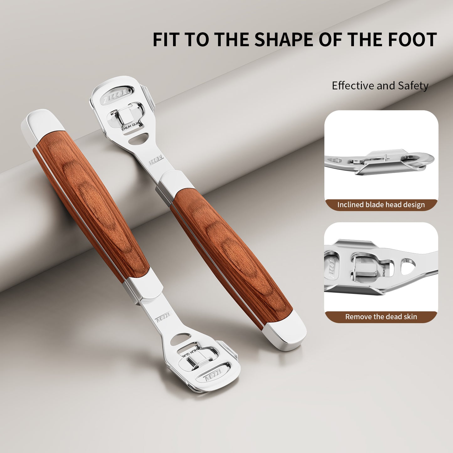 Foot Care Pedicure Callus Shaver Hard Skin Remover Wood Handle 10 Blades