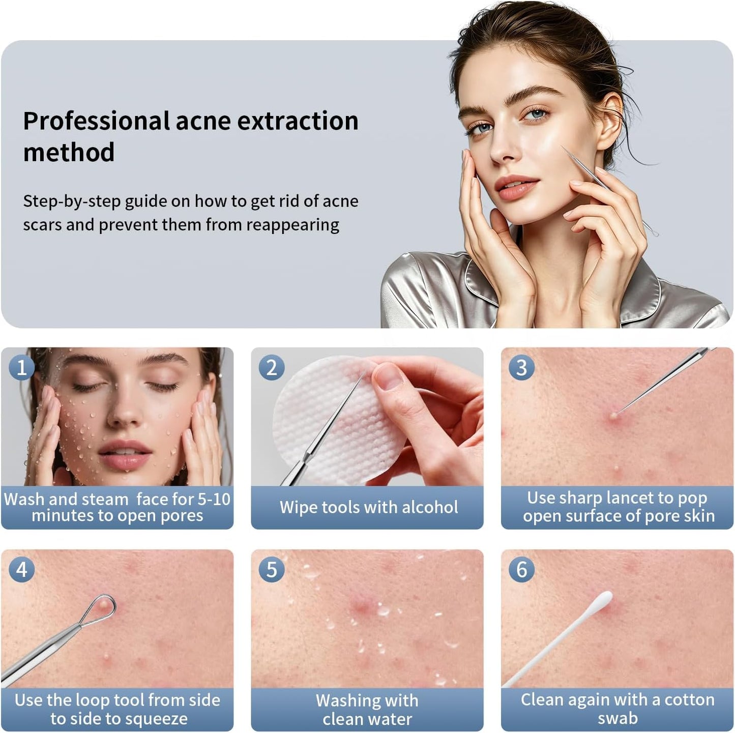 Titanium Lancet Needle Acne Blackhead Remover Pimple Extractor Popper Tool